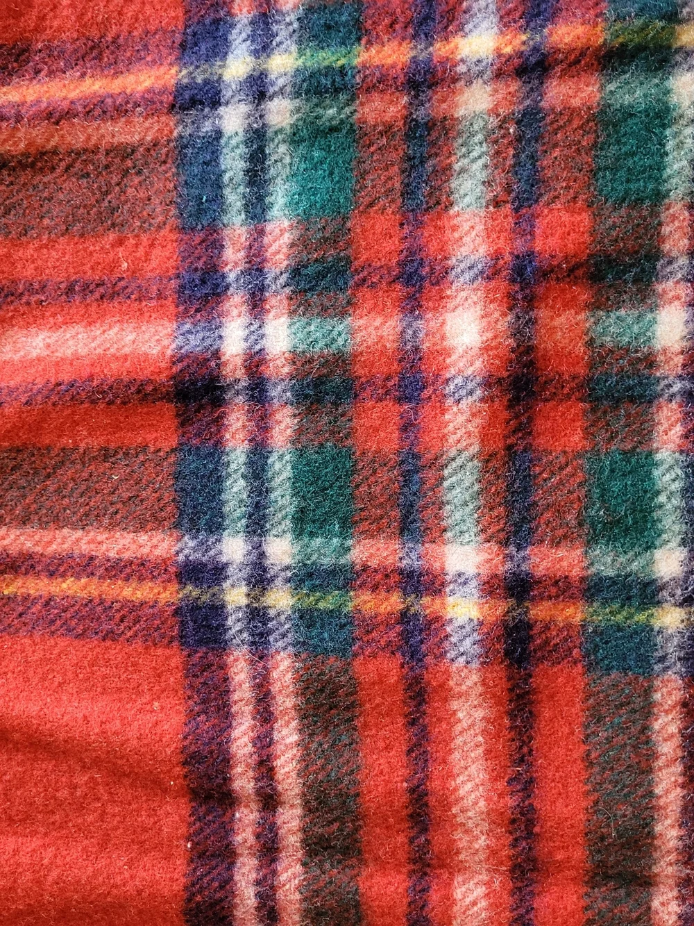 Vintage Horner Woolen Mills Wool Red Plaid Stadium Blanket W/ Original Carry Bag